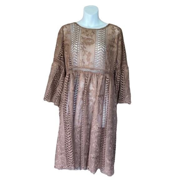 NWT Suzanne Betro Lace Dress in Brown Tone Women's size 3X - Picture 1 of 7